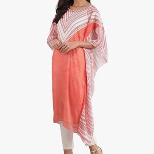 Aurelia Women's Round Neck Kaftan Kurta - Peach Bud Cover Up Women’s Sz Medium